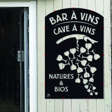 Dessin panneau bar à vins, pièce unique signée MBR, acier 10 mm