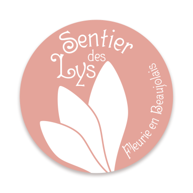 Logo du Sentier des Lys de Fleurie en Beaujolais, 3 pétales blancc