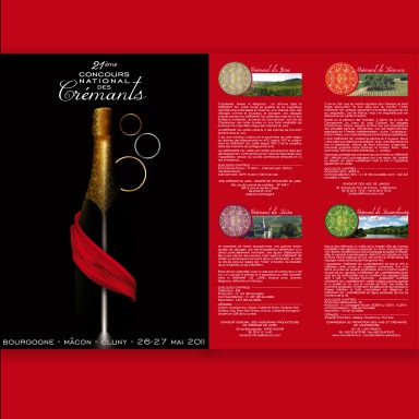 Extrait d'une pochette à rabats, extérieur noir, intérieur rouge, symbolique de l'art roman - Aperçu pochette événement